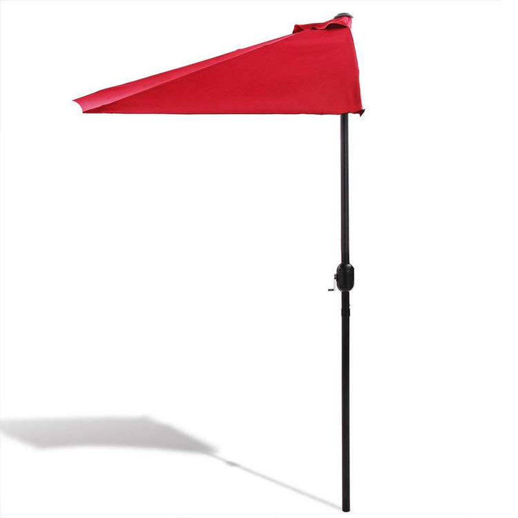 9 Feet Steel Half Patio Umbrella with Crank( Tan,Red,Green,Blue)