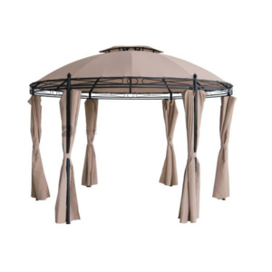 Round Outdoor Patio Canopy Party Gazebo with Curtains Yellow