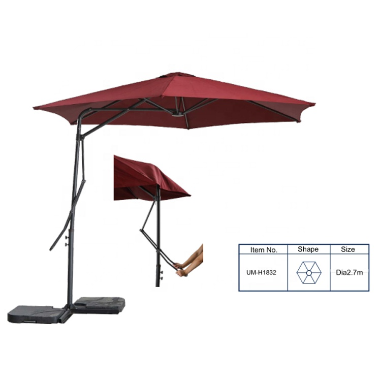 42mm steel wrench patio garden umbrella with steel cross base