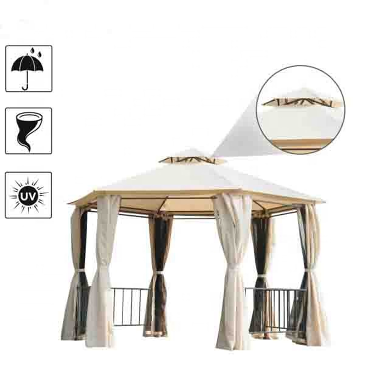 Hexagon two teried gazebo with double roof