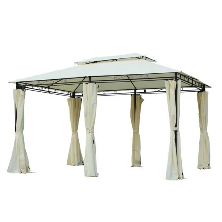 3x4M  Outdoor 2-Tier Steel Frame Gazebo with Curtains