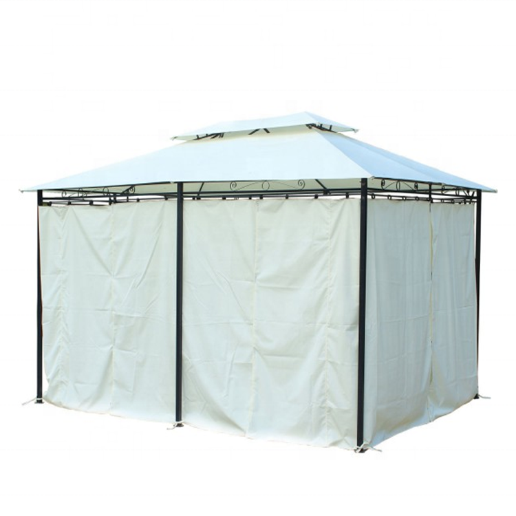 3x4M  Outdoor 2-Tier Steel Frame Gazebo with Curtains