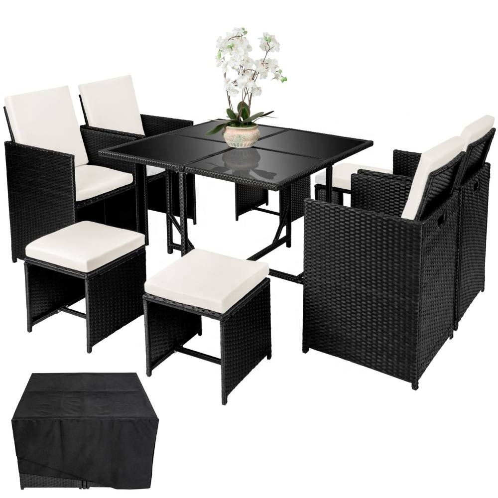 Patio Set 4 Seater Outdoor Rattan Effect Cube Garden Furniture/Cube Table RLF-17D-008