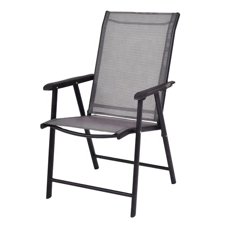 Outdoor/indoor steel folding chair with plastic arms