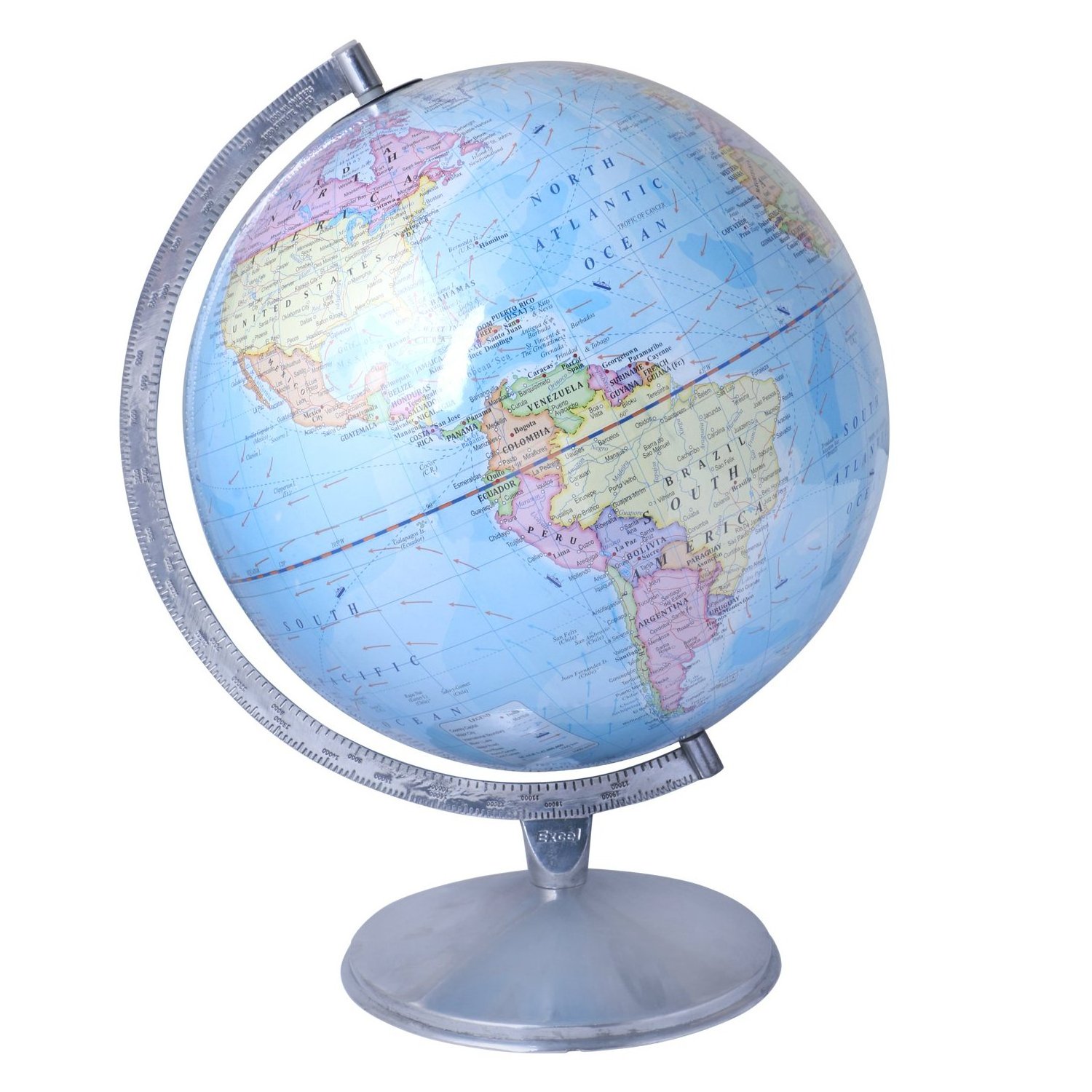 World Globe Map for Home Decoration & Office Decoration Modern Style Table Top Earth Globes Black Color Metal Frame Desktop