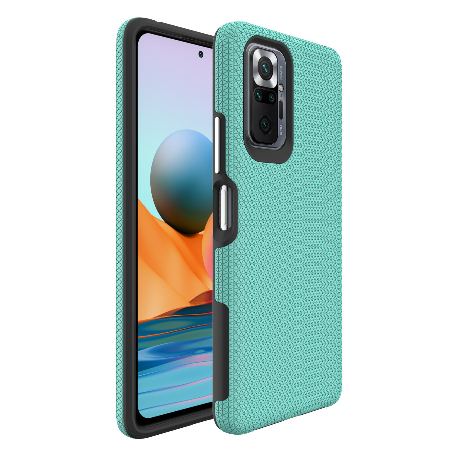 Triangle Texture Dual Layer Heavy Duty Protective Phone Case for Redmi Note 10Pro Shockproof Rugged Cover Anti-Slip