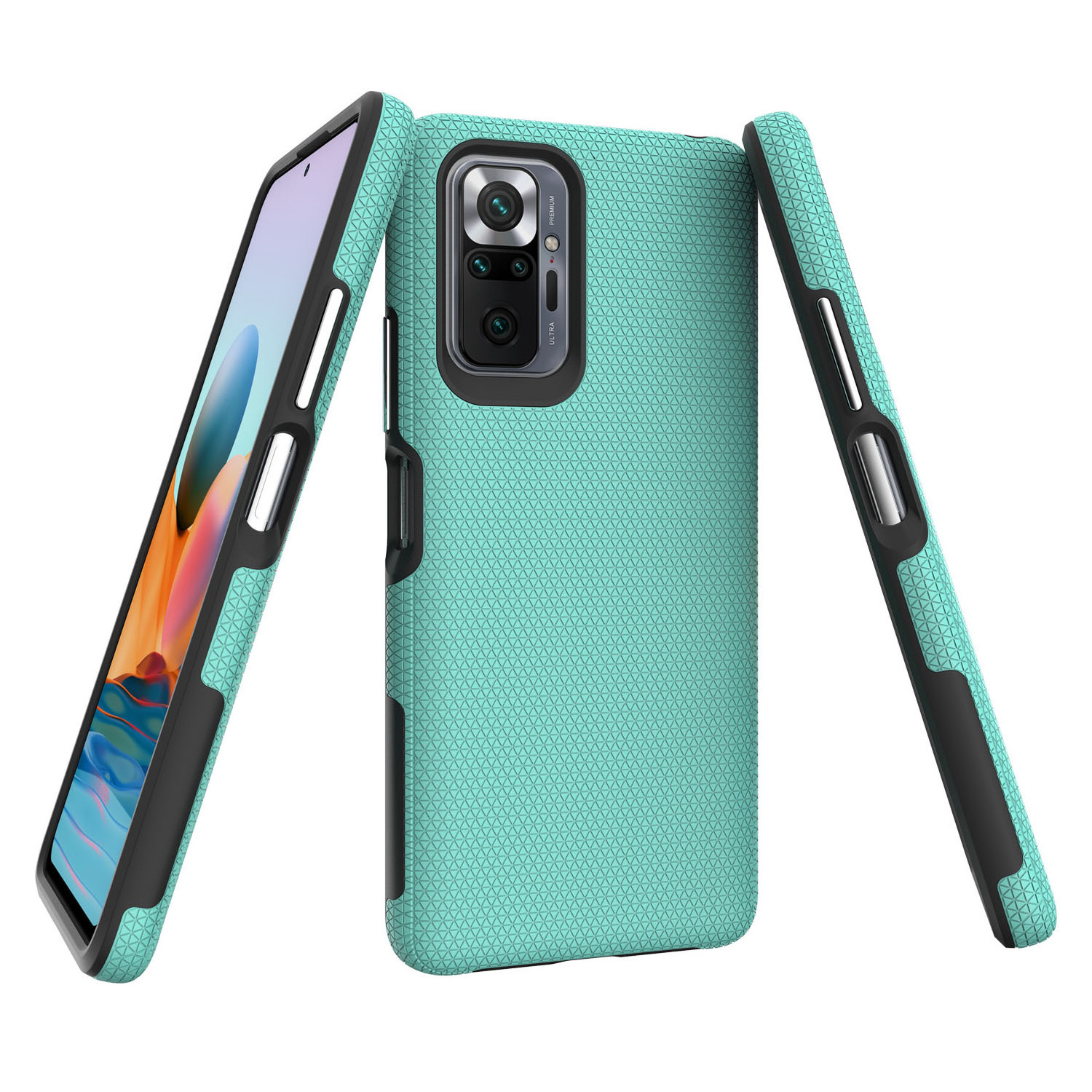 Triangle Texture Dual Layer Heavy Duty Protective Phone Case for Redmi Note 10Pro Shockproof Rugged Cover Anti-Slip