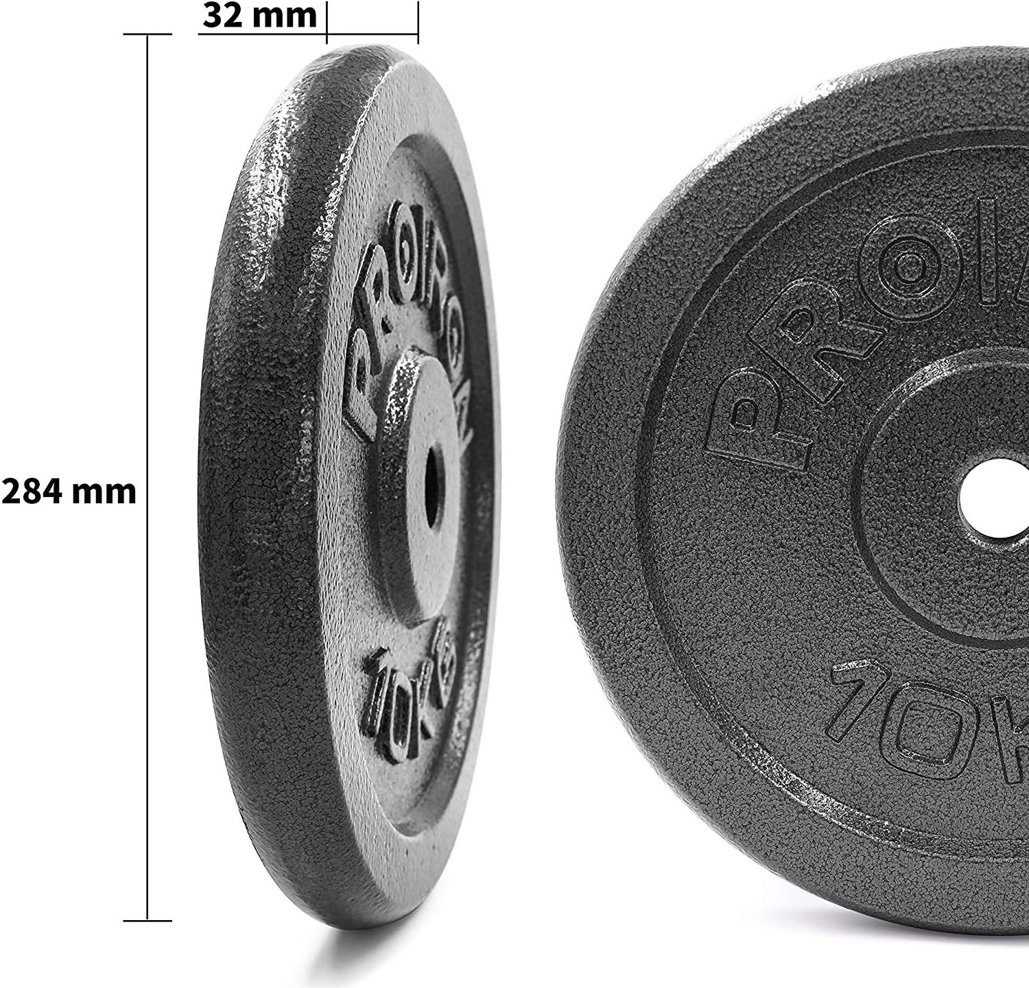 PROIRON Cast Iron Weight Plates Set calibrated  1.25kg,2.5kg,5kg,10kg (Choice of Sizes) for 1