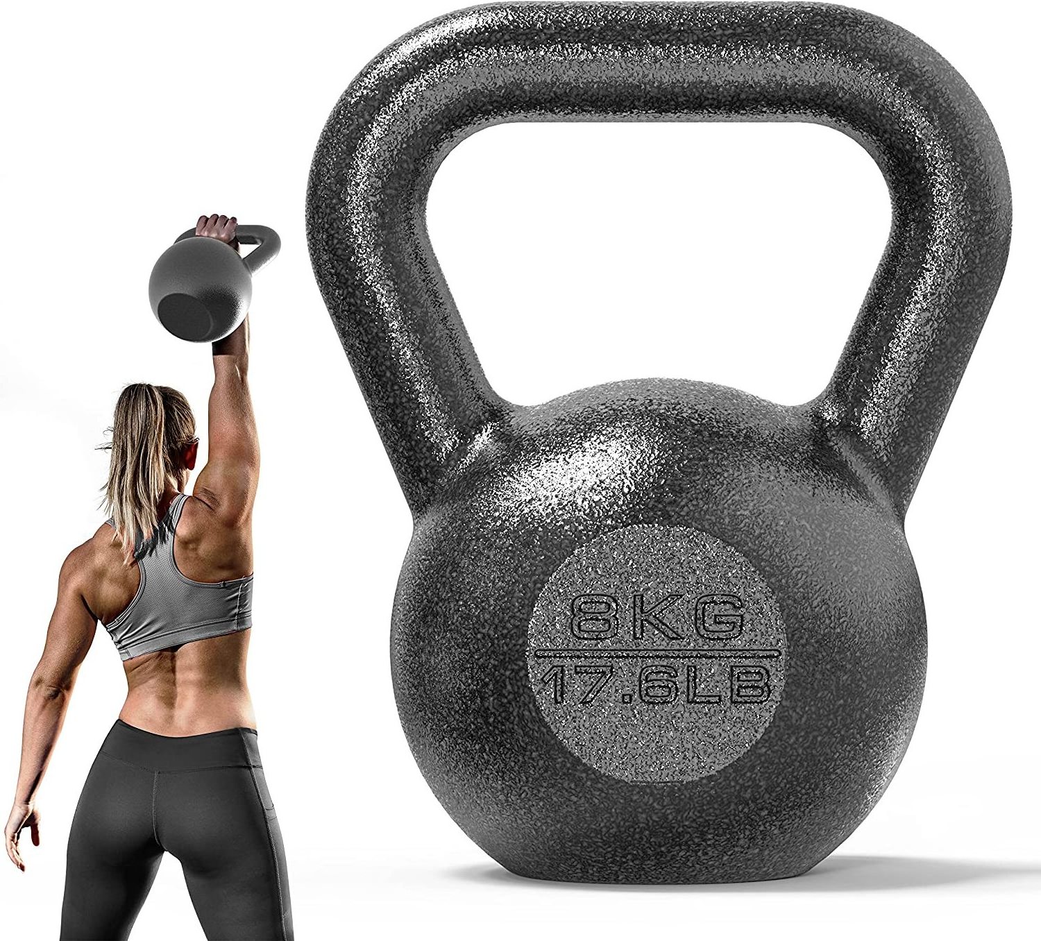 Factory  Custom Logo 8kg steel weight black Cast Iron Kettlebells