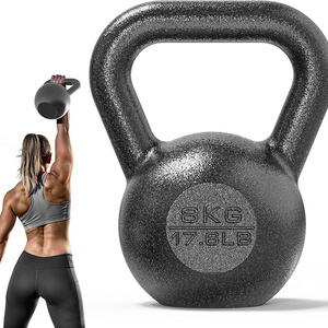 Factory  Custom Logo 8kg steel weight black Cast Iron Kettlebells