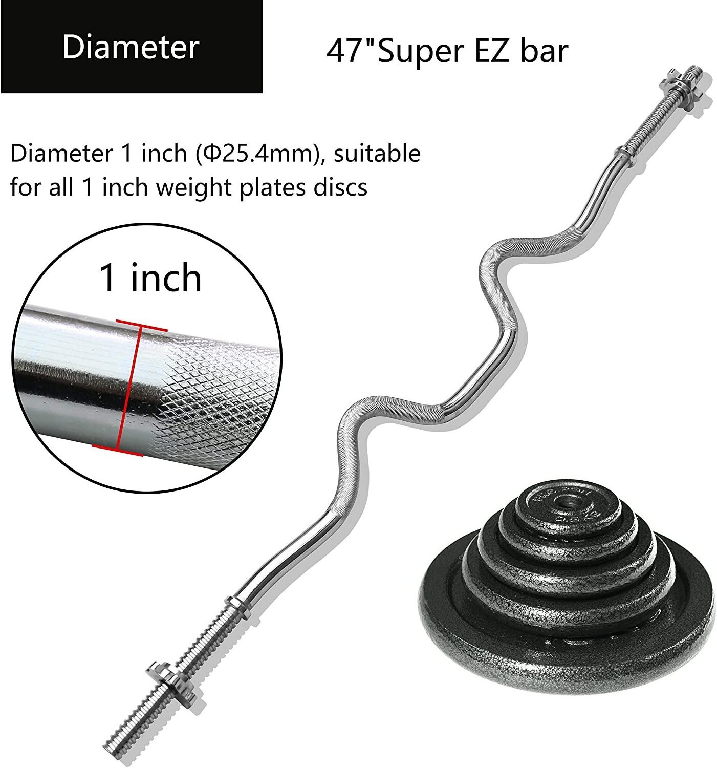 PROIRON Gym 47 Super EZ bar Weight Lifting Power Bar Weightlifting Weight fitness equipment spiral barbell, barbell bar