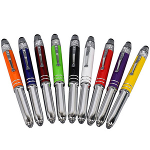 Wholesale Factory price 3 in 1 Multi-Function Metal stylus Led Light Flashlight Pen Laser Logo Light Pen Torch Ballpoint Pen