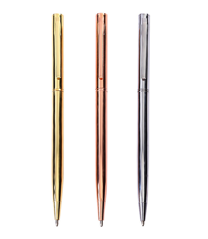 Promotional Metallic Pens Slim Twist Ballpoint Pen For Hotel Wholesale Luxury Metal Ballpoint Pen Elegant Gold Rose Gold Ballpen