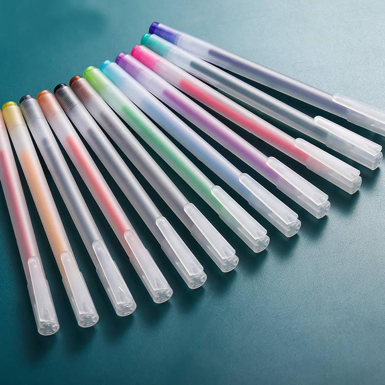 12 colors Promotional Candy Color Fine colourful Gel Pen Set Custom Creative Shape Plastic Kawaii colour pens Gel Pen