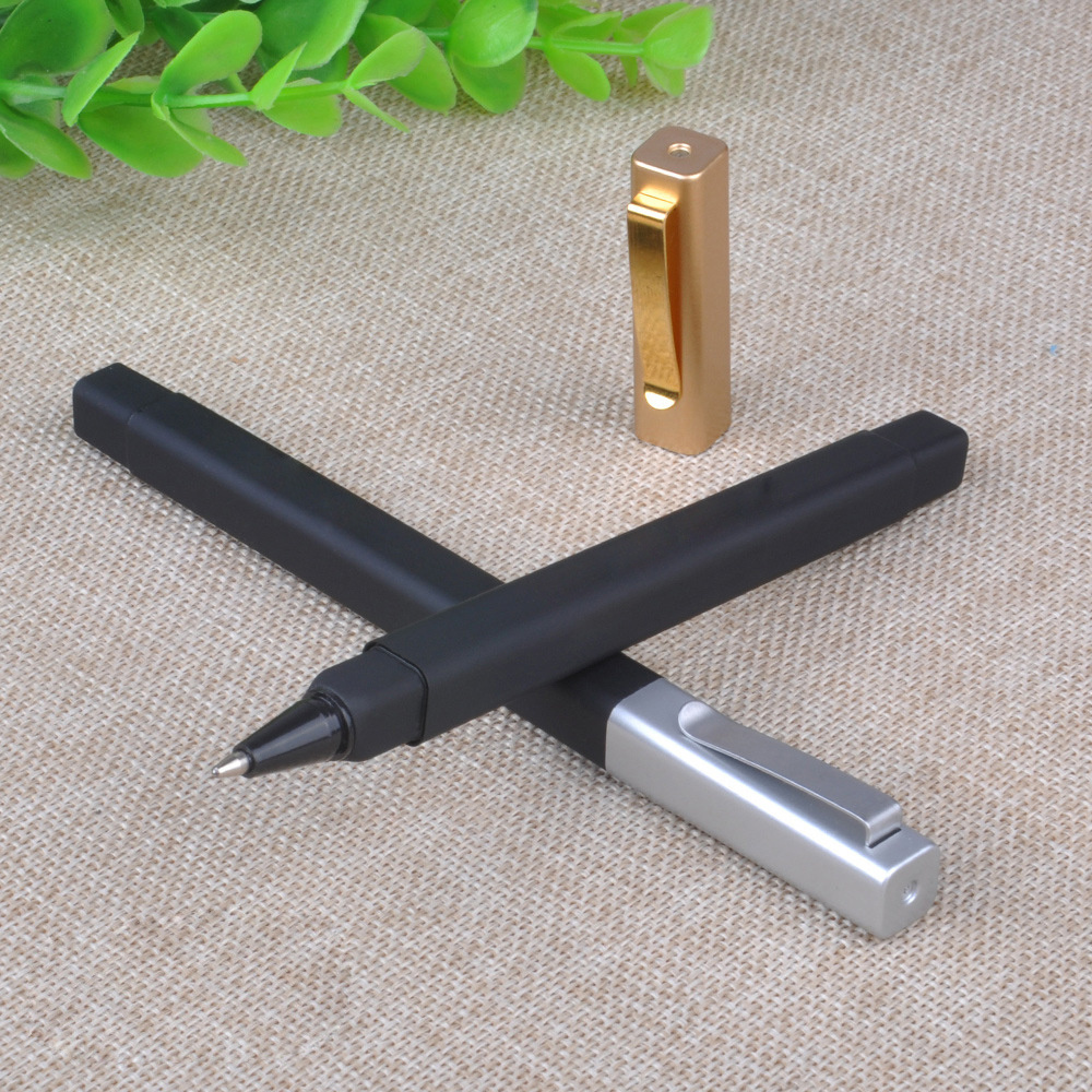 Hot selling gold clip rubber square hotel ball pen with custom logo ballpoint pen promotional pens