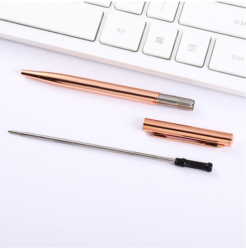 Promotional Metallic Pens Slim Twist Ballpoint Pen For Hotel Wholesale Luxury Metal Ballpoint Pen Elegant Gold Rose Gold Ballpen