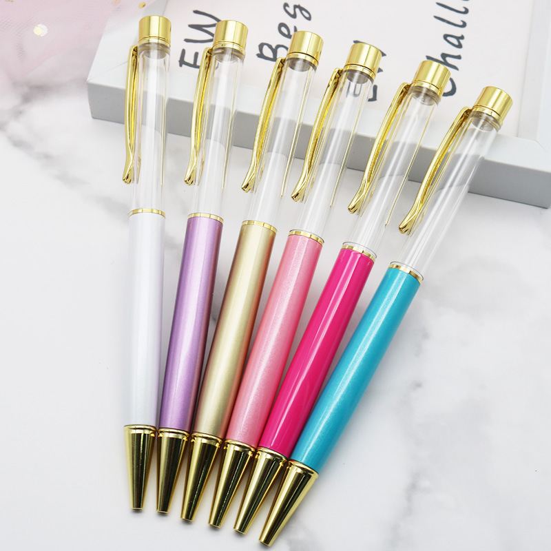 Promotional design pen glitter power shell crystal dry flower diamond filled diy 3D oil pen empty tube herbarium DIY pen