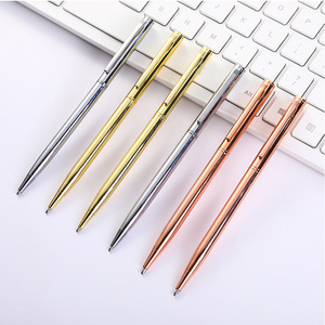 Promotional Metallic Pens Slim Twist Ballpoint Pen For Hotel Wholesale Luxury Metal Ballpoint Pen Elegant Gold Rose Gold Ballpen