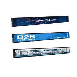 28 inch strip stretched bar lcd advertising display ultra wide screen monitor in product shelf installation