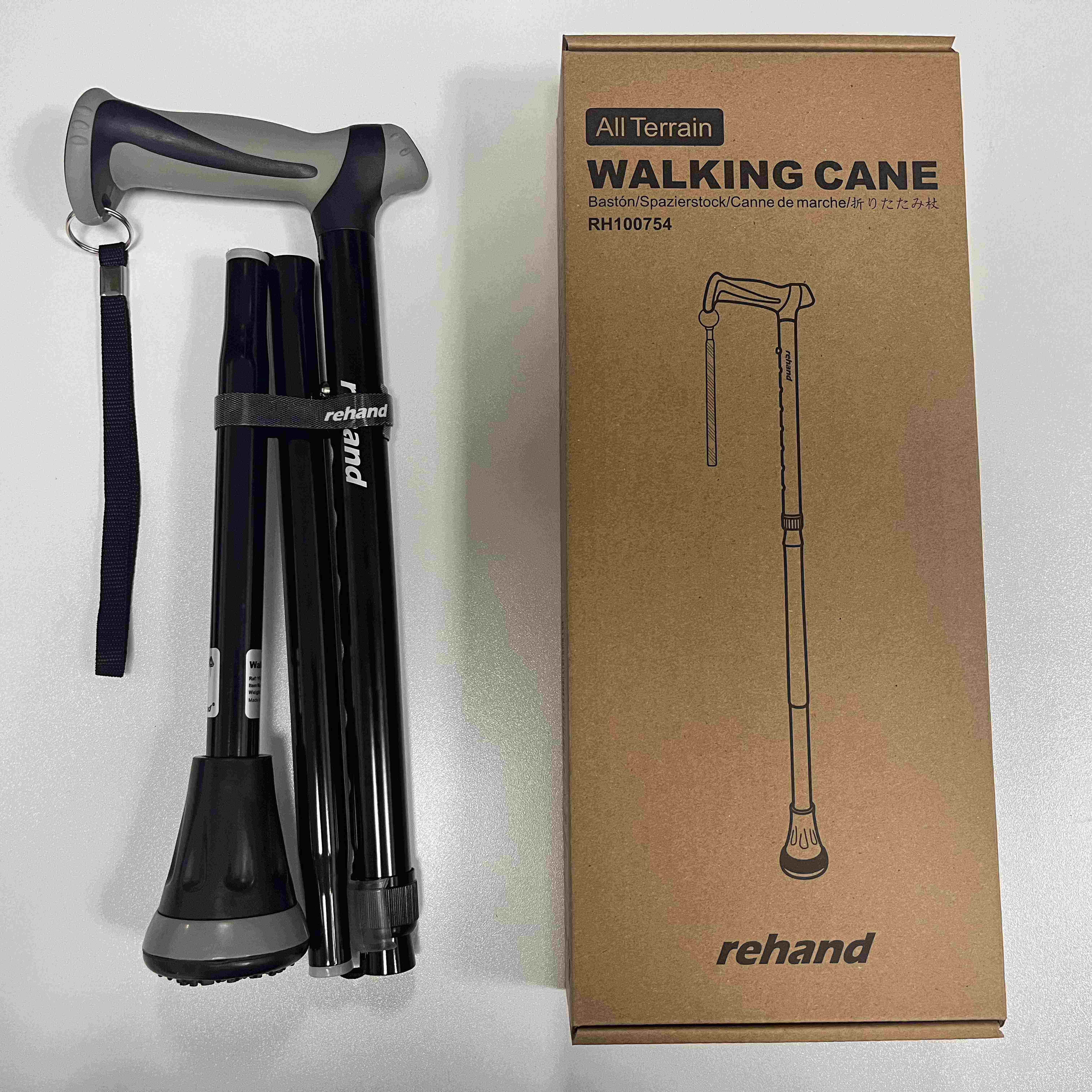 Rehand aluminum walking stick chair adjustable elderly walking cane folding walking stick for men