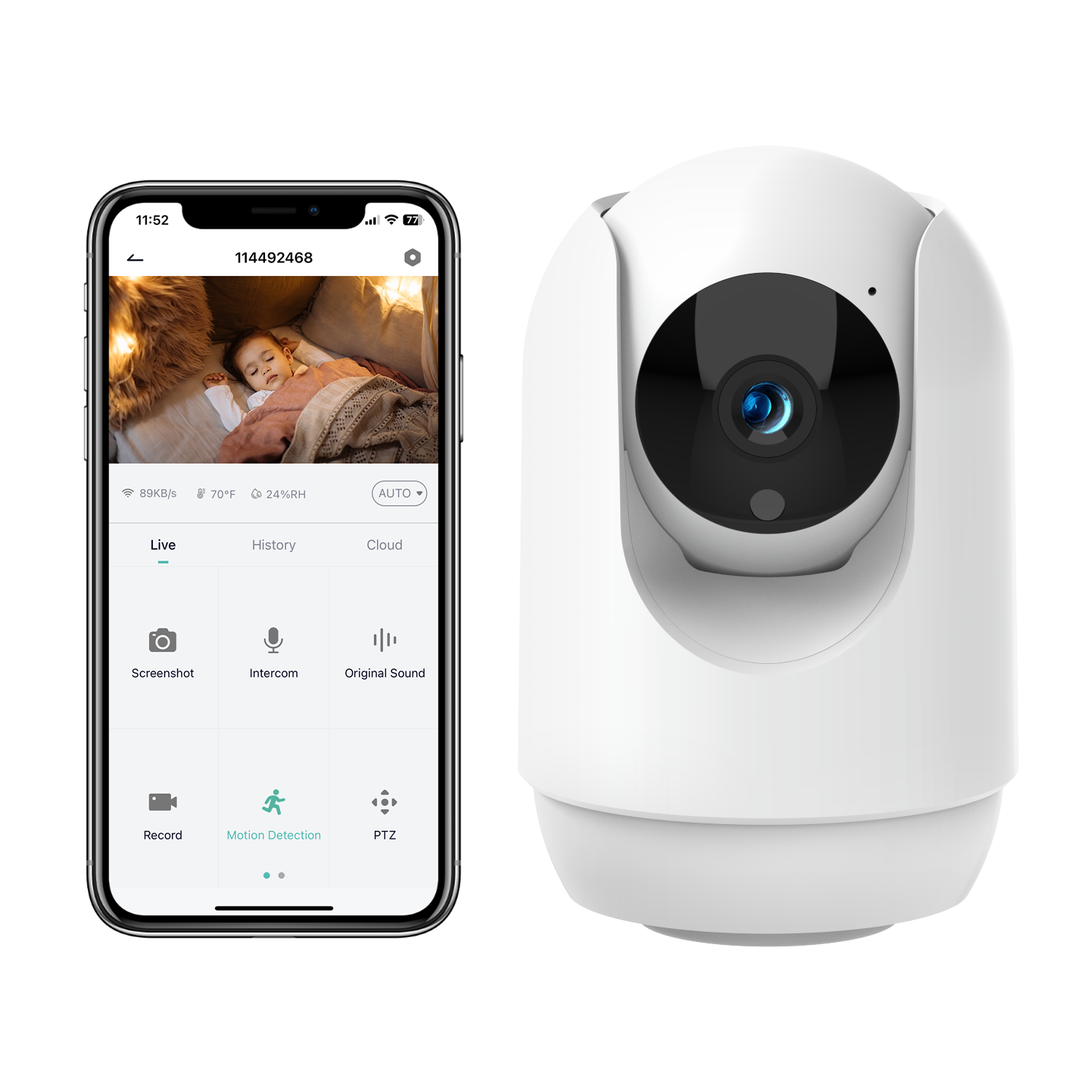 Feeding Alarm Humanoid Detection Ptz Camera Monitores De Bebe Home Security Cameras With Temperature & Humidity Sensor