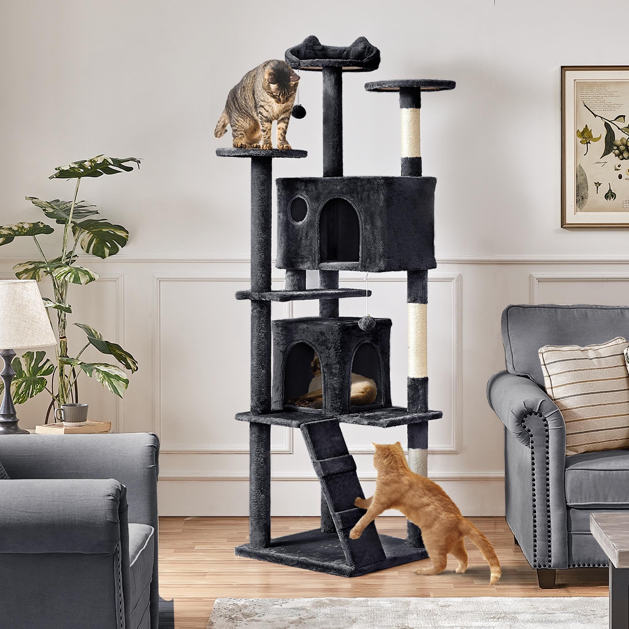 54in Cat Tree Tower Condo Furniture cat scratcher Post for Kittens Pet House Play cat trees & scratcher