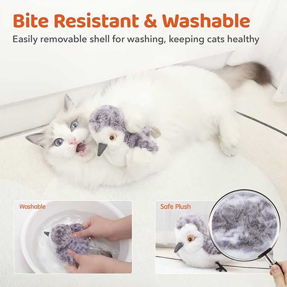 Cat Toys Flapping Bird Lifelike Sandpiper Chirp Tweet Rechargeable Touch Activated Kitten Toy Interactive Cat Exercise Toys