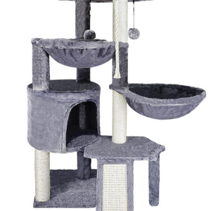 Xin Three Layer Cat Tree house with Cat Condo and Two Hammocks Grey cat trees & scratcher