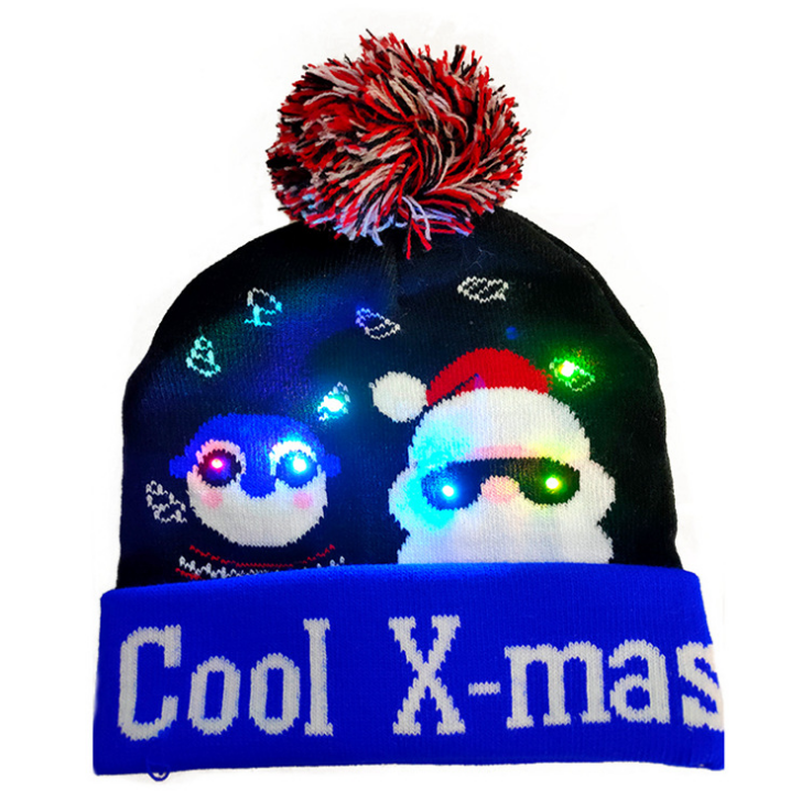 Wool Christmas Hats Child Knitted Hat Colorful Glowing Blinking Beanie Wholesale LED Flashing Light up Adult Custom Logo Casual