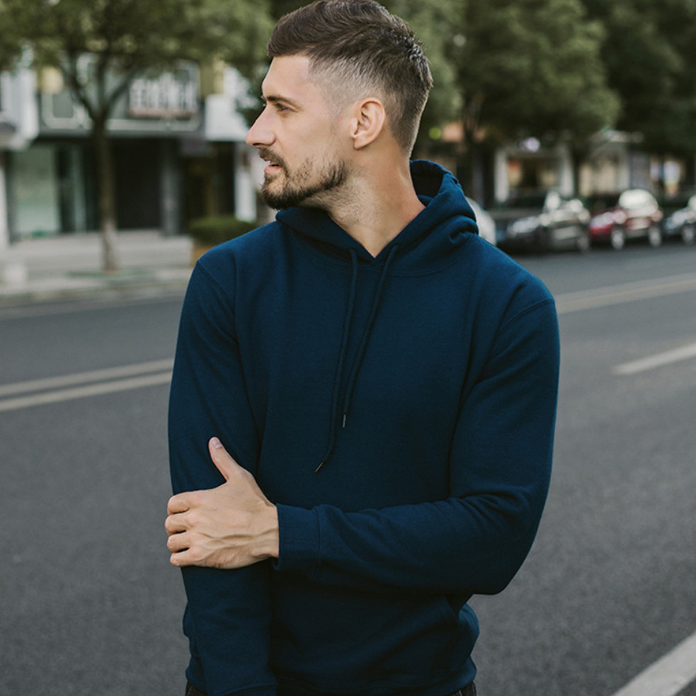 hot sale wholesale blank high quality men plain hoodies unisex navy blue hoodies