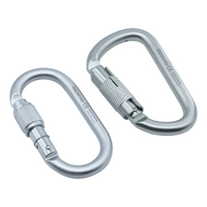 Outdoor Steel Carabiner with Twist Lock and Screw Lock Heavy type Fall Protection for Rock Climbing