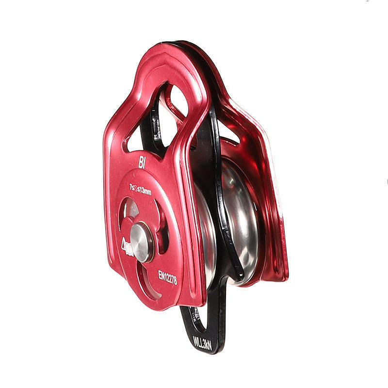 Fasion Climb  Aluminum Double Sheave With Swing Plate Rescue Pulley Matte Red 32KN