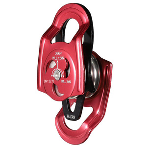 Fasion Climb  Aluminum Double Sheave With Swing Plate Rescue Pulley Matte Red 32KN