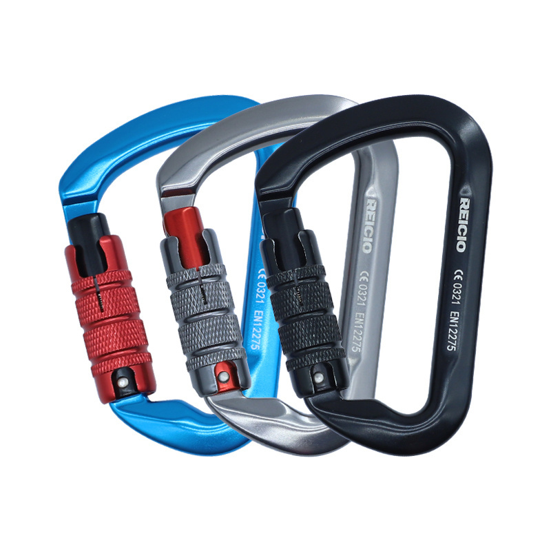 Factory direct sales Aviation Aluminium Carabiner 30kN D-Shape Climbing Carabiner Autolocking Triple lock