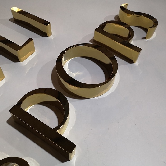 Mirror Gold Letter Custom Small Metal Letters for Wall Seamless 3D Metal Letter Sign