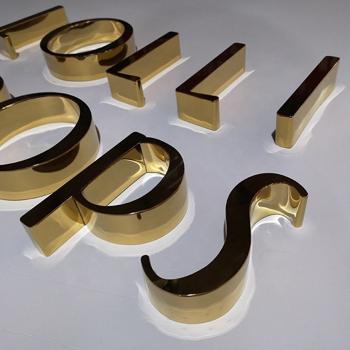 Mirror Gold Letter Custom Small Metal Letters for Wall Seamless 3D Metal Letter Sign