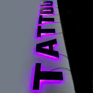 Wholesale outdoor backlit channel lettre sign enseigne customized 3d acrylic logo sign channel letter RGB acrylic backlit sign