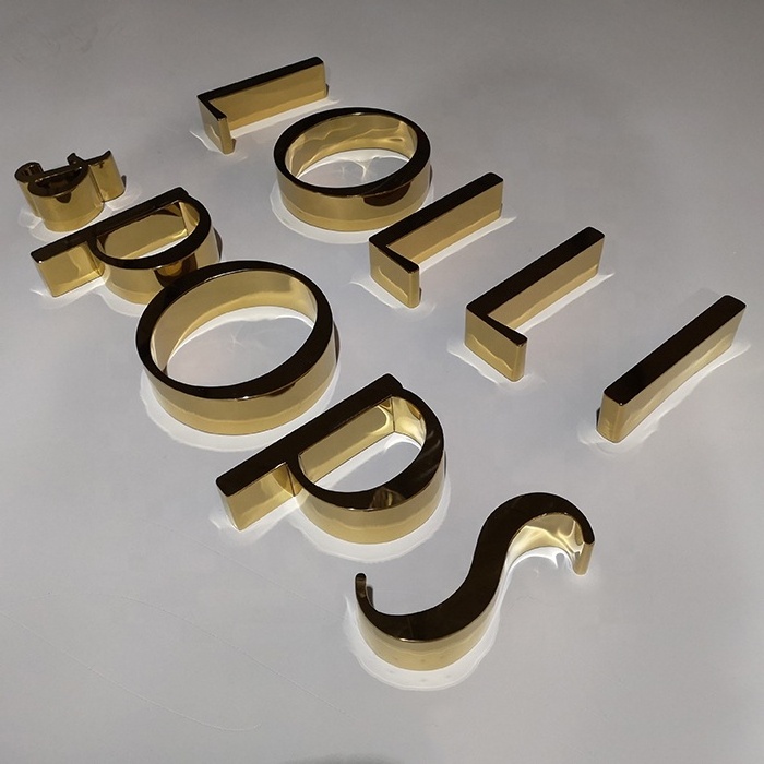 Mirror Gold Letter Custom Small Metal Letters for Wall Seamless 3D Metal Letter Sign