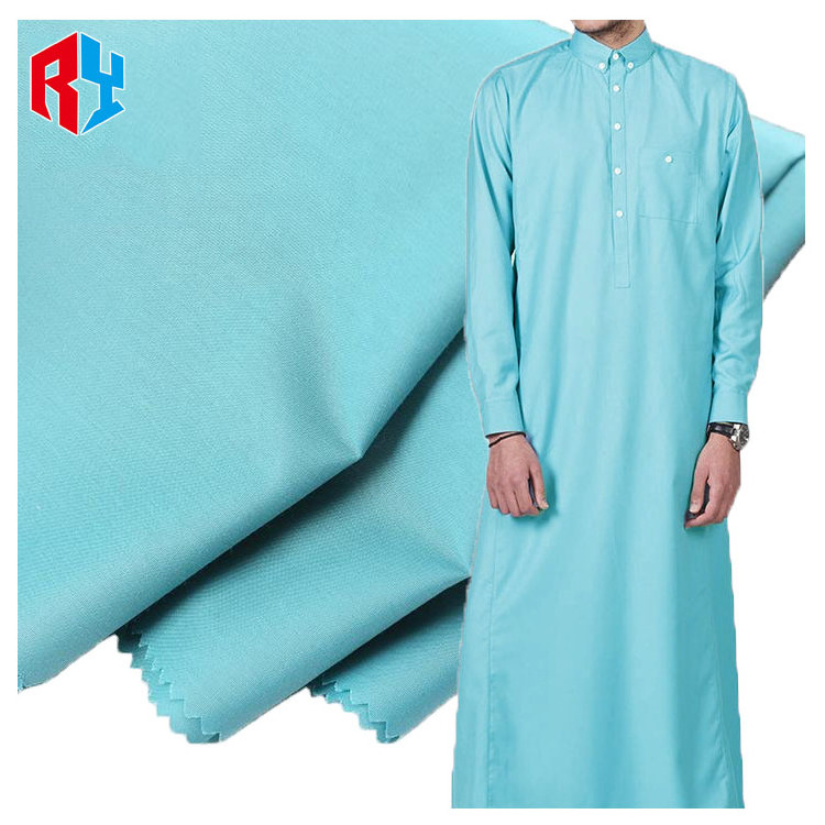 Wholesale saudi arabian thobe fabrics manufacture in china 48*48 spun polyester thobe fabric for robe toyobo