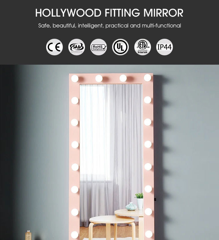 Hollywood Full Length Smart Salon Standing Makeup Vanity Body Floor LED Room Mirror