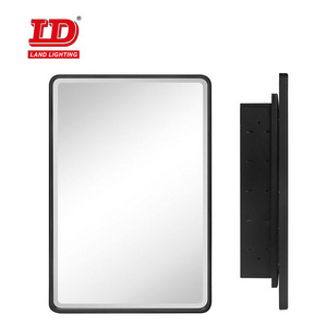 Round Corner Framed Mirror Door Left Hand Opening Bathroom Medicine Cabinet with Adjustable Glass Shelves