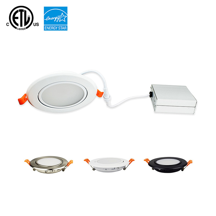 4 inch round recessed gimbal LED ceiling panel light with ETL