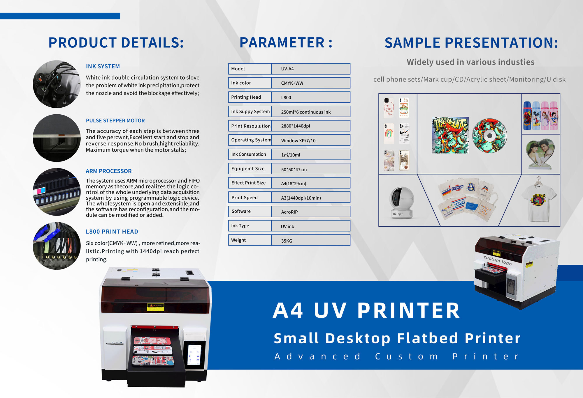 Reizjet Custom Logo Cheap A4 UV Digital Flatbed Printer UV Printing Machine For Bottle