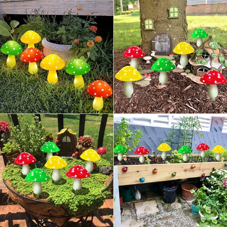 New Upgraded 8 Modes Waterproof Solar Mushroom Lights Outdoor for Garden Pathway Landscape Yard Easter Pathway