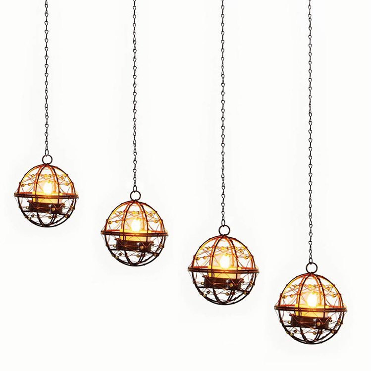 Solar Lights Outdoor Hanging Lanterns Beaded Copper Wire Ball Candle Holder Tea Lights Perfect for Garden Backyard Pergola Patio