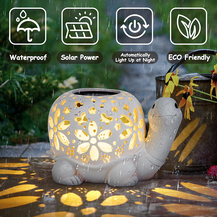 Turtle Outdoor Lantern with Waterproof LED Garden Light Decorative Lanterns Table Lamp for Patio Yard Garden Gifts for Birthday