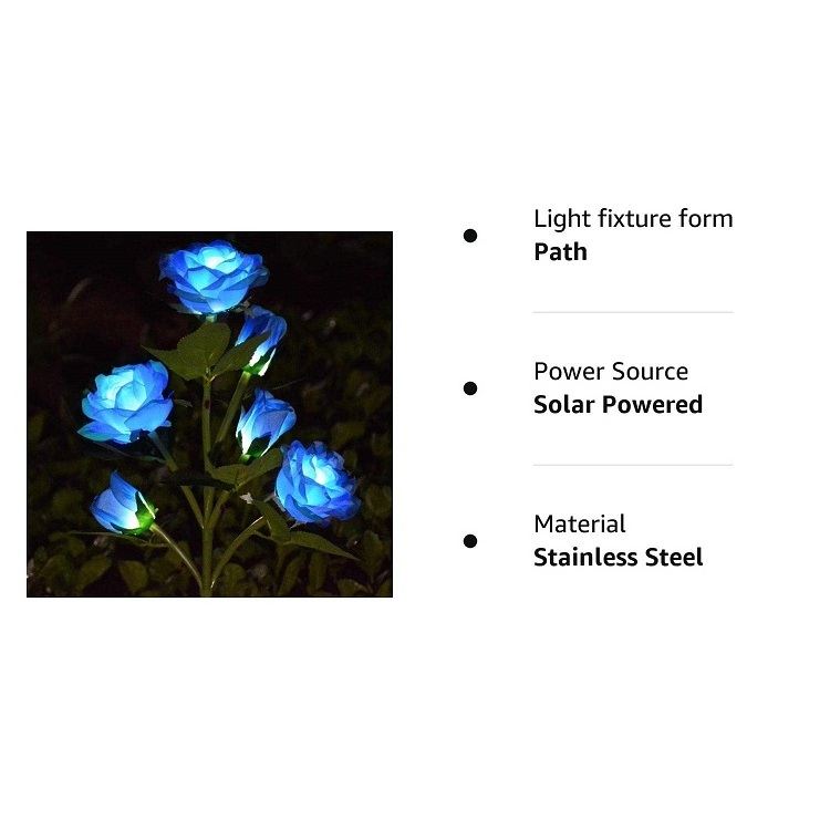 Upgraded Waterproof Realistic Artificial Flowers Solar Rose Garden Stake Lights  for Outdoor Flower Bed Patio Yard Pathway