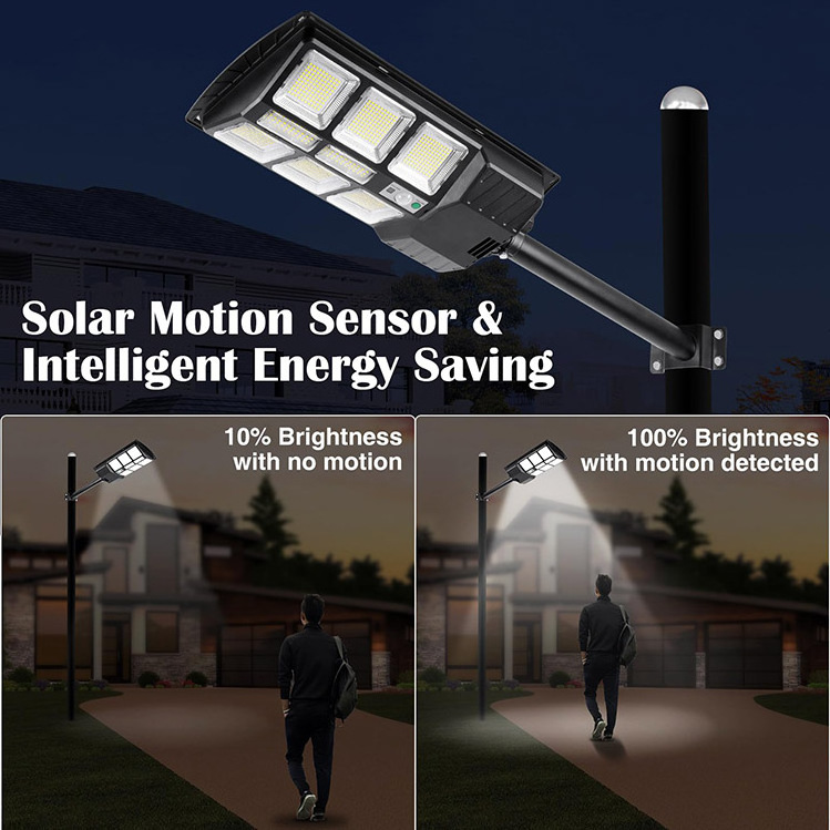 Solar Street Light Outdoor for Outside Dusk to Dawn Solar Flood Light with Motion Sensor and Remote Control for Parking Lot Yard