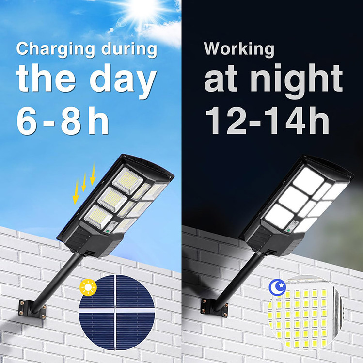 Solar Street Light Outdoor for Outside Dusk to Dawn Solar Flood Light with Motion Sensor and Remote Control for Parking Lot Yard