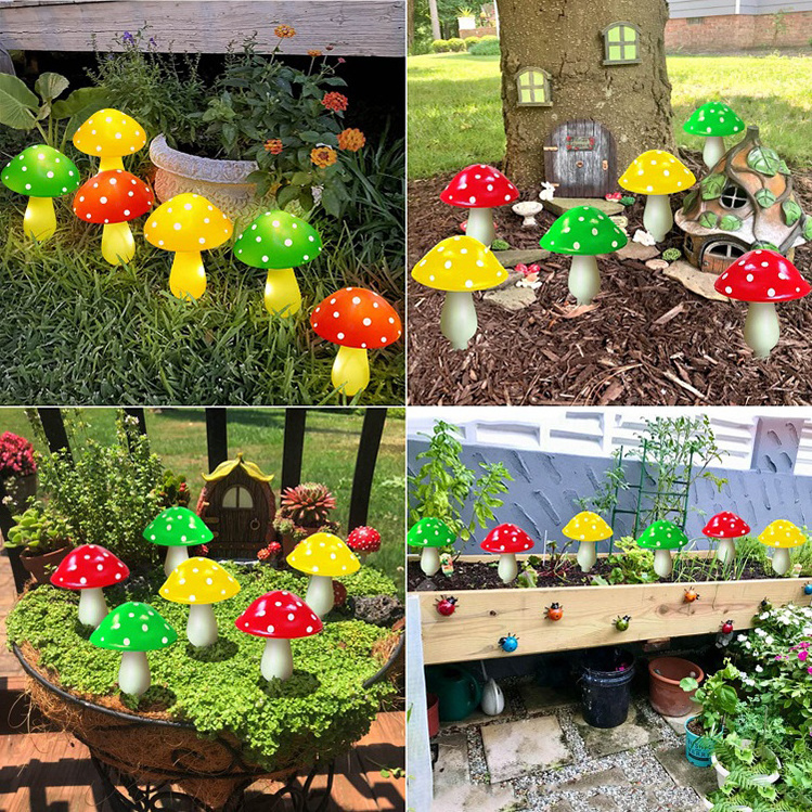 Factory Direct Outdoor IP65 Waterproof  Upgraded Solar Mushroom Light 8 Modes for Garden Pathway Landscape Yard Easter Halloween